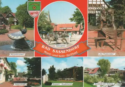 Bad Sassendorf - Pfauenbrunnen, Sälzerplatz, Die Flüsternden, Kaiserstraße, Kurpark-Gradierwerk, Kurklinik am Hellweg