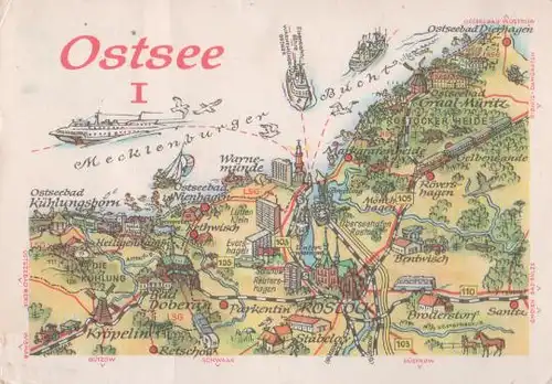 Rostock - Ostsee - Karte - 1977