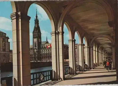 Hamburg - Alsterarkaden und Rathaus - ca. 1975