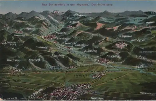 Vogesen - Schlachtfeld, Übersichtskarte - 1917