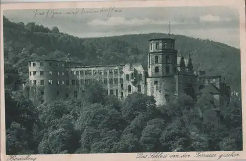Heidelberg - Schloss, gesehen von Terrasse - 1929