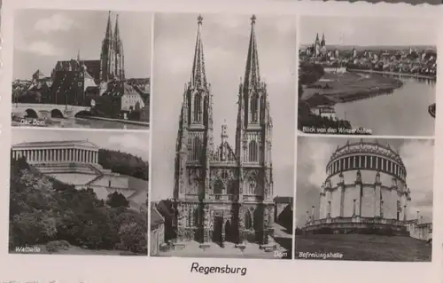 Regensburg - u.a. Blick von Winzerhöhen - ca. 1955
