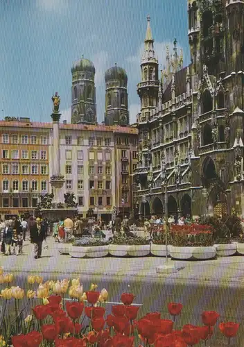 München - Marienplatz mit Tulpen - ca. 1980