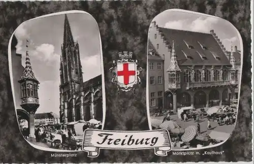 Freiburg - u.a. Marktplatz mit Kaufhaus - 1961