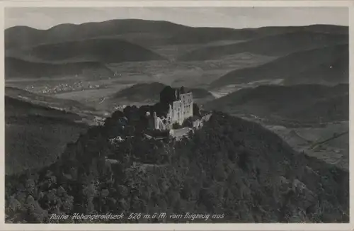 Seelbach, Burg Hohengeroldseck - vom Flugzeug aus - ca. 1955