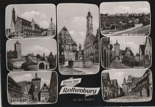 Rothenburg - u.a. Rödergasse mit Markusturm - 1965