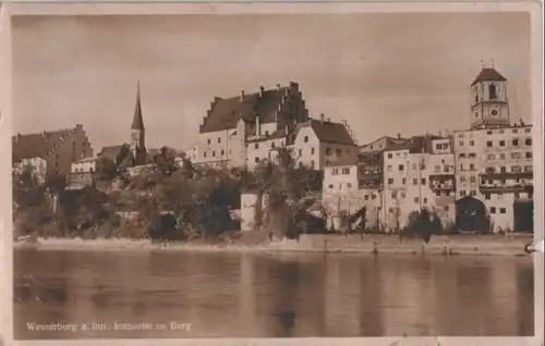 Wasserburg am Inn - Innpartie mit Burg - 1936