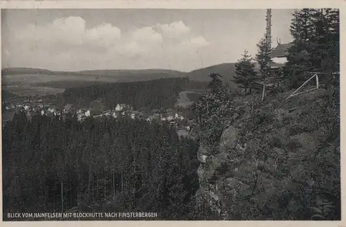 Finsterbergen - Blick vom Hainfelsen mit Blockhütte - ca. 1950