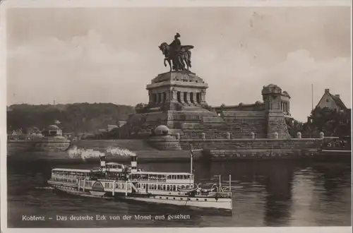 Koblenz - Deutsches Eck von der Mosel gesehen - 1936