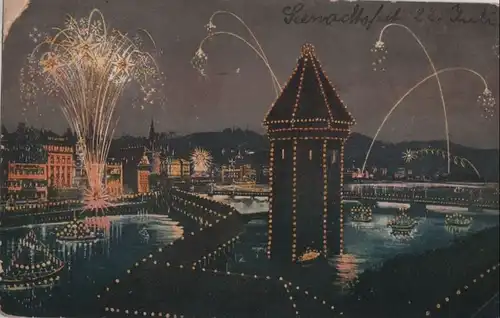 Schweiz - Schweiz - Luzern - Seenachtfest, Kapellbrücke - ca. 1925