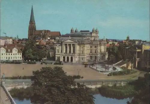 Schwerin - Alter Garten mit Theater und Dom - 1969