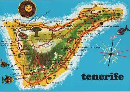 Spanien - Spanien - Teneriffa - Übersichtskarte - ca. 1985