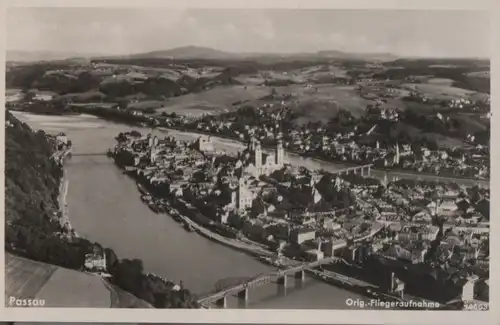 Passau - Original-Fliegeraufnahme - ca. 1950