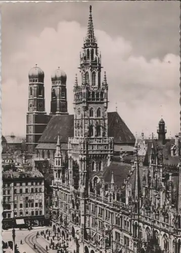 München - Marienplatz mit Rathaus - ca. 1955