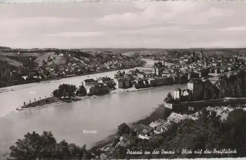 Passau - Blick auf das Dreiflußeck - ca. 1960