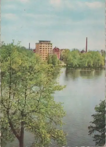 Karl-Marx-Stadt, Chemnitz - Schloßteich mit Hochhaus - 1961