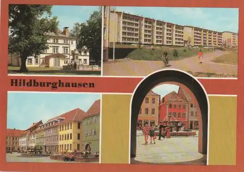 Hildburghausen - Theater, Neubaugebiet, Markt, Marktbrunnen - 1986