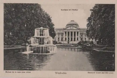 Wiesbaden - Kurhaus mit Weiher - ca. 1950