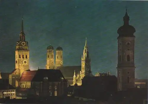 München am Abend - Türme der Stadt - ca. 1975