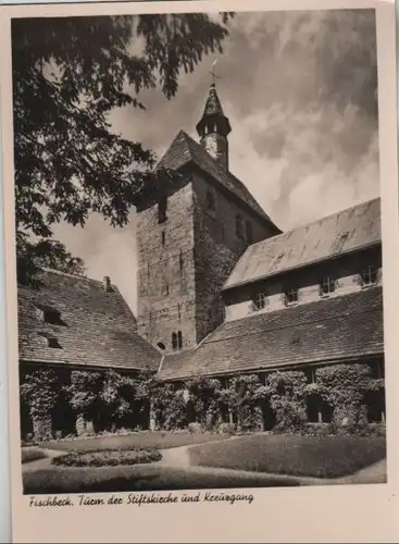 Hessisch-Oldendorf-Fischbeck - Turm der Stiftskirche und Kreuzgang - ca. 1955