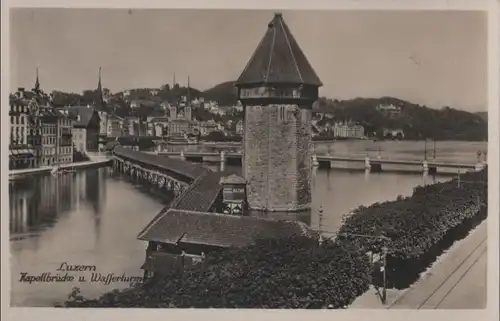 Schweiz - Schweiz - Luzern - Kapellbrücke und Wasserturm - ca. 1955