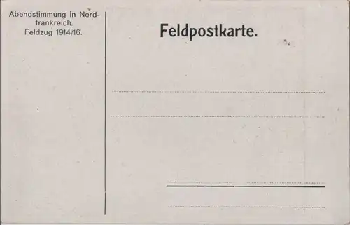 Abendstimmung in Nordfrankreich - Feldzug 1914/15