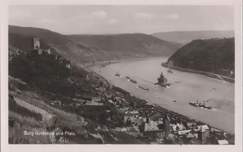 Kaub, Burg Gutenfels - und Pfalz - ca. 1960