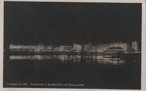 Hamburg - Jungfernstieg mit Alsterpavillon im Licht - 1931