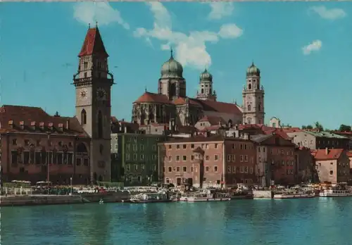 Passau - Donaupartie mit Rathaus - ca. 1975