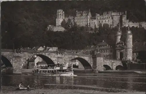 Heidelberg - Alte Neckarbrücke und Schloß - ca. 1960