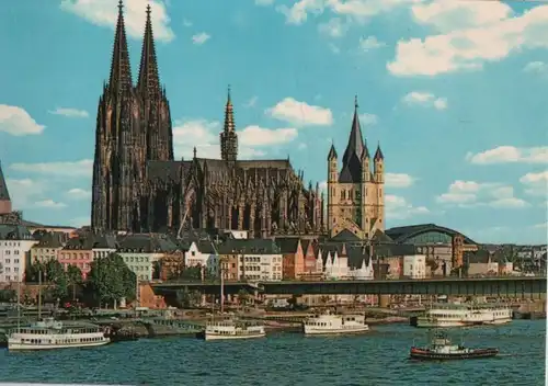 Köln - Rheinufer mit Dom - ca. 1980