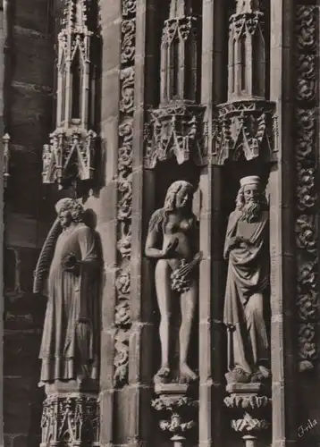 Nürnberg - St. Lorenzkirche, Figuren am Westportal - 1956
