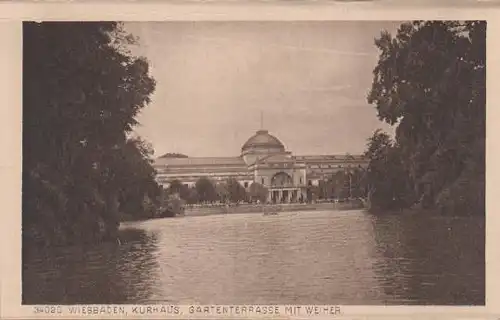 Wiesbaden - Kurhaus, Gartenterrasse Weiher - ca. 1935