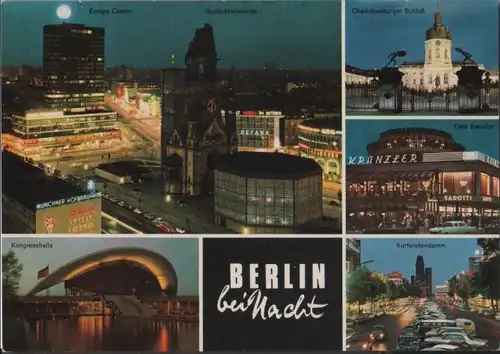 Berlin, Westteil - u.a. Kurfürstendamm nachts - ca. 1975
