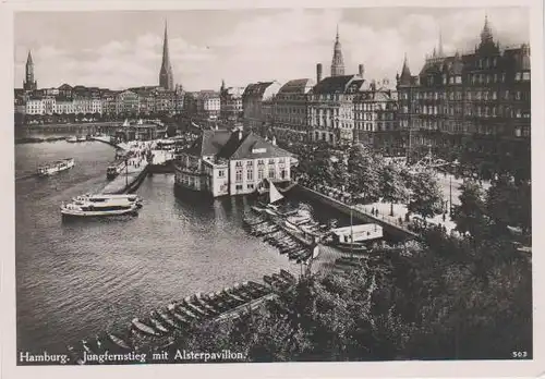 Hamburg - Jungfernstieg und Alsterpavillon - ca. 1955