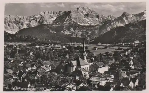 Garmisch-Partenkirchen - Garmisch Partenkirchen mit Wetterstein - ca. 1955