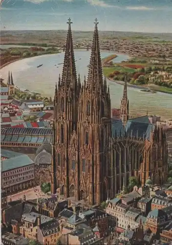 KölnEDom, Luftaufnahme - ca. 1965