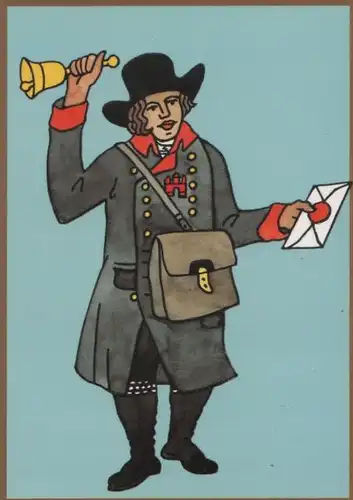Briefträger mit Glocke und Brief