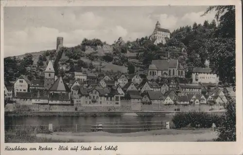 Hirschhorn - Blick auf Stadt und Schloß - ca. 1955
