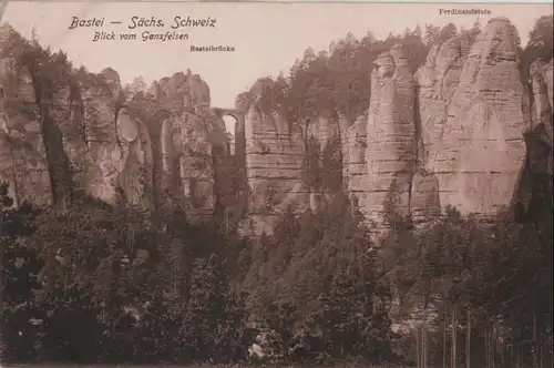 Sächsische Schweiz - Bastei, Blick vom Gansfelsen - ca. 1935