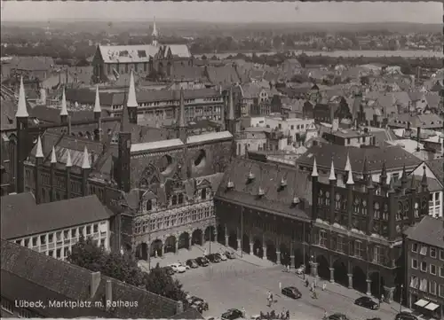 Lübeck - Marktplatz mit Rathaus - 1958