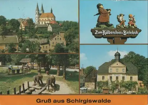 Schirgiswalde - u.a. Wegweiser am Postamt - 1991