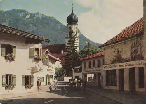 Oberammergau - Dorfpartie mit Passionskirche - 1962