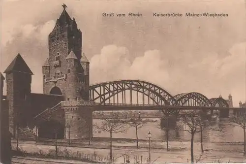Mainz am Rhein - Gruß vom Rhein - Mainz-Wiesbaden Kaiserbrücke - ca. 1935
