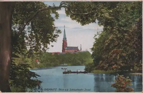Chemnitz - Blick von der Schlossteich-Insel - ca. 1920