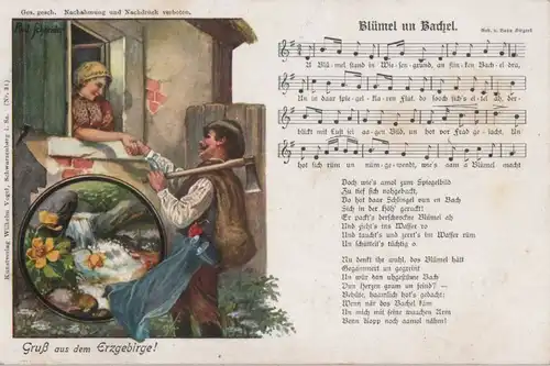Liedkarte Blümel un Bachel