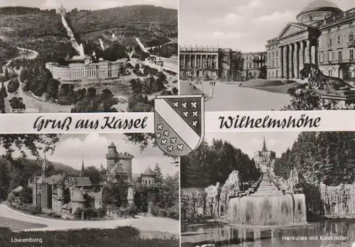 Kassel - Panorama, Löwenburg, Schloß, Herkules mit Kaskaden - ca. 1955