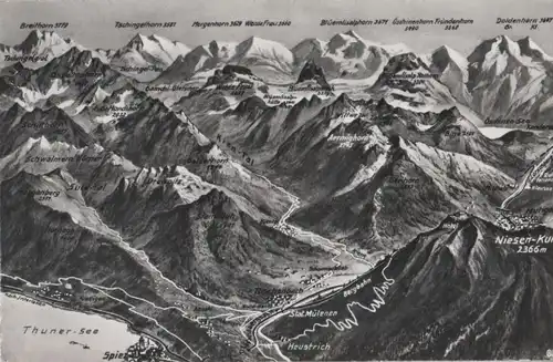 Schweiz - Schweiz - Thunersee - Reliefkarte - ca. 1960