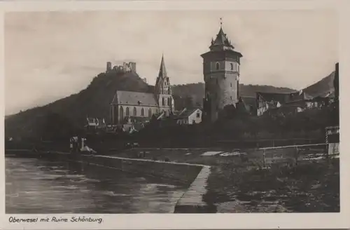 Oberwesel - mit Ruine Schönburg - ca. 1950