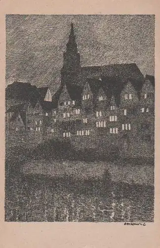 Tübingen - Stiftskirche bei Nacht - ca. 1935